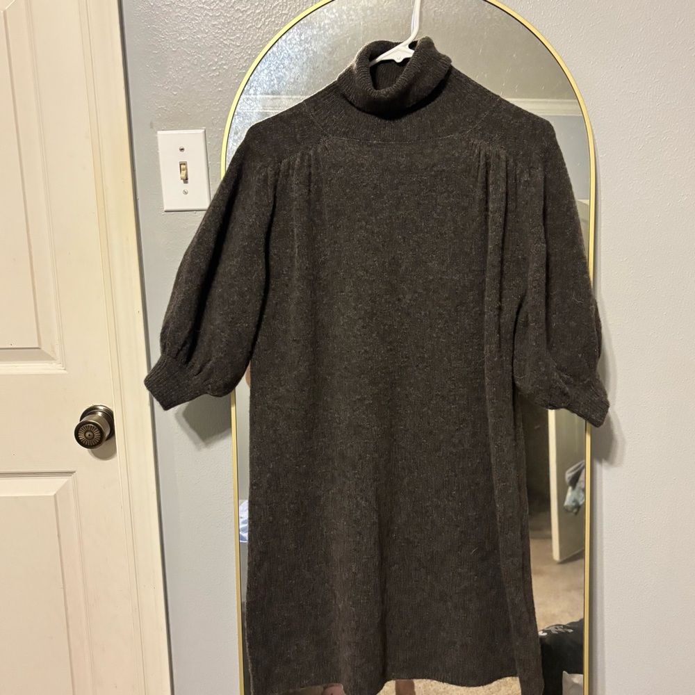 Zara Gray Turtleneck Sweater Cozy Cotton Blend